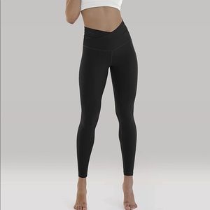 ODODOS Women's Cross Waist Yoga Leggings with Inner Pocket -Inseam 25"